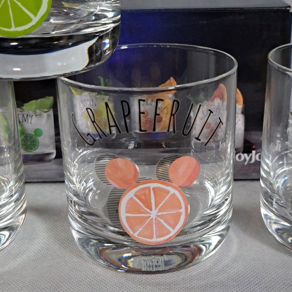 NEW Joyjolt Disney Mickey Mouse Citrus Glasses ~ Set Of 4 10 Oz Drinking Glasses - Picture 10 of 13